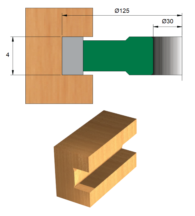 Fresa para Ranhura Ø125 x 4 x 30 – 6 Dentes - Cód. 1800.10